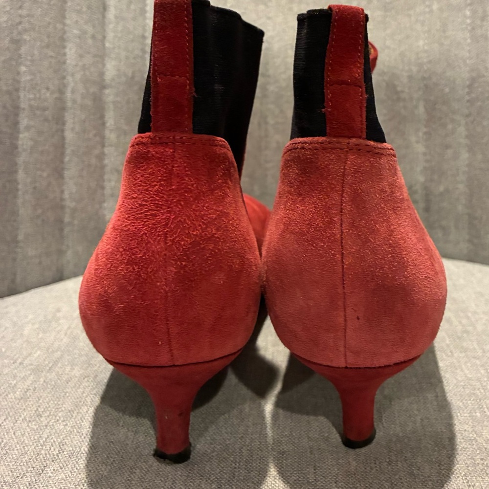 Naturalizer Red and Black Suede Ankle Booties - Picture 5 of 9